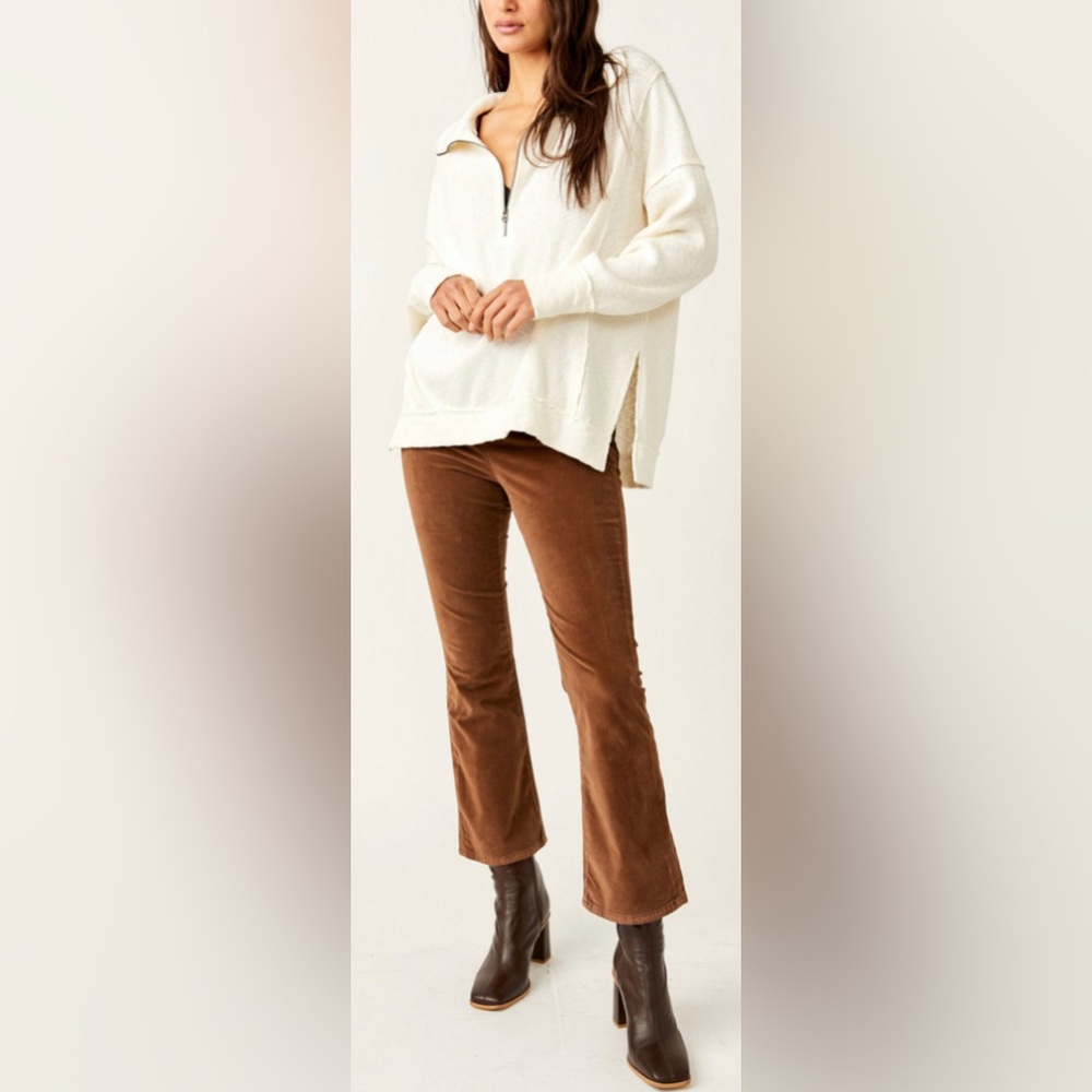 Free People In My Feelings Crop Boot Velvet Pant, Chocolatte, sz S